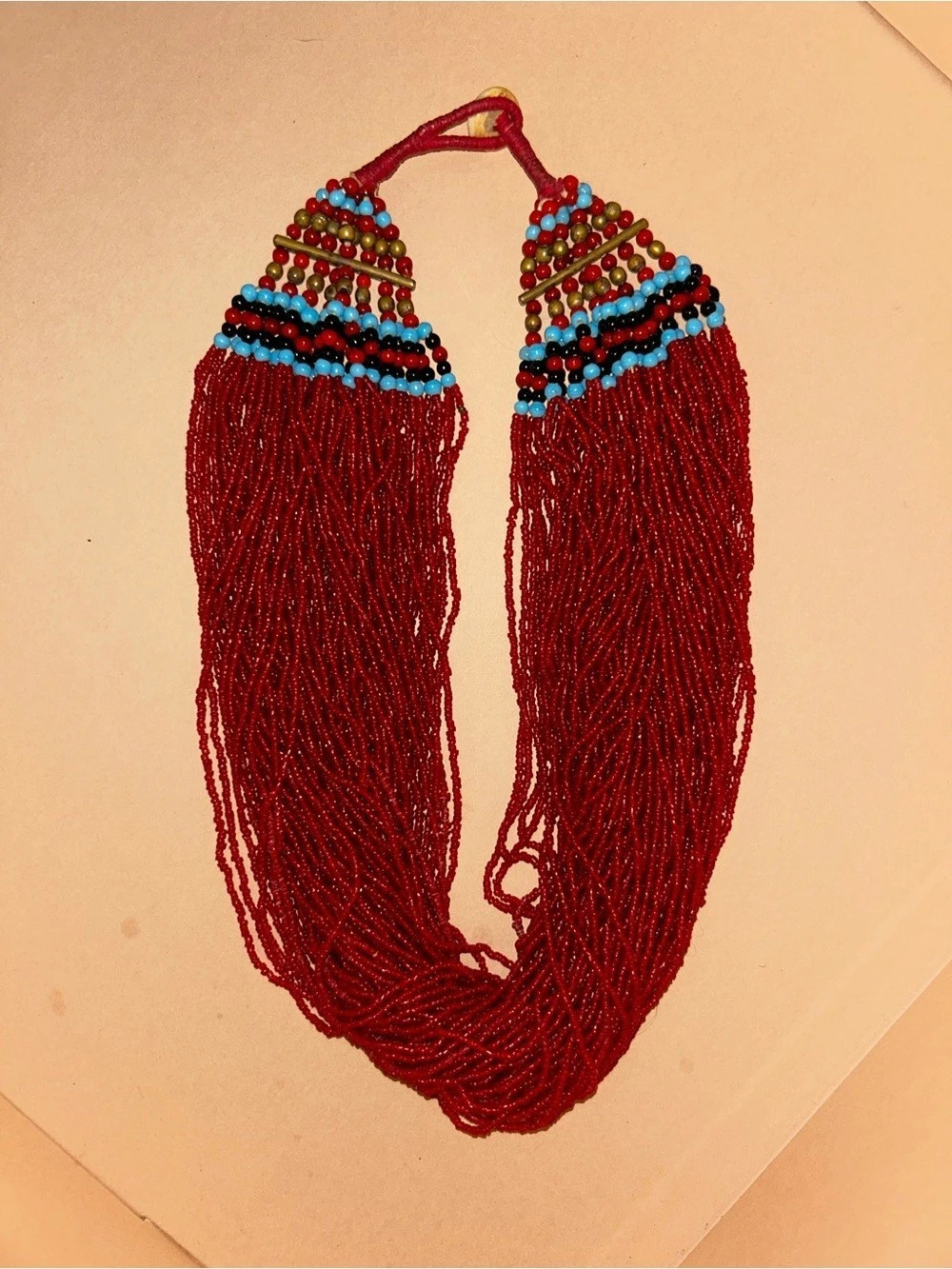 Vintage Naga multi-strand Glass Beaded Statement Necklace